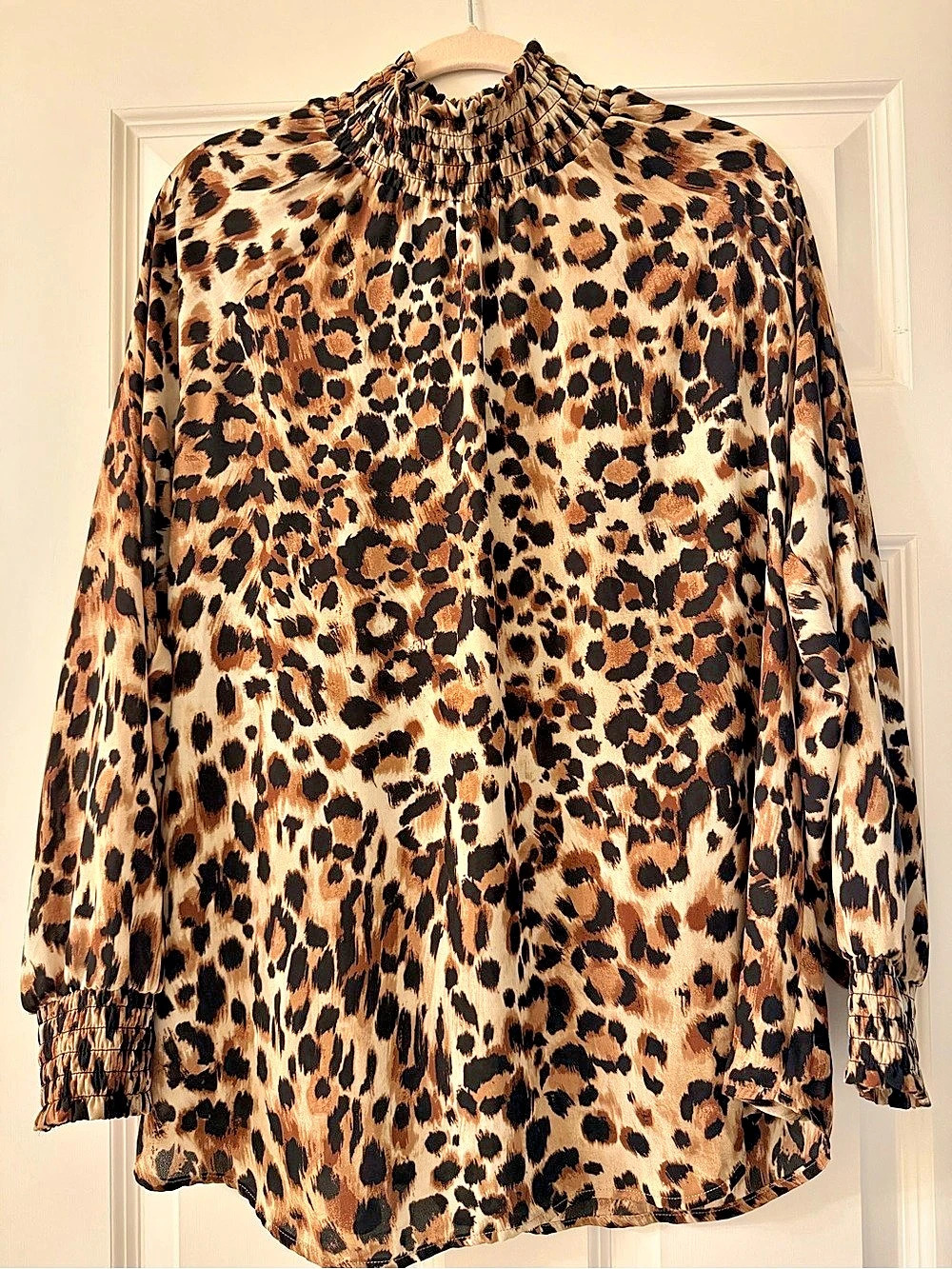 Leopard Print Long Sleeve Blouse